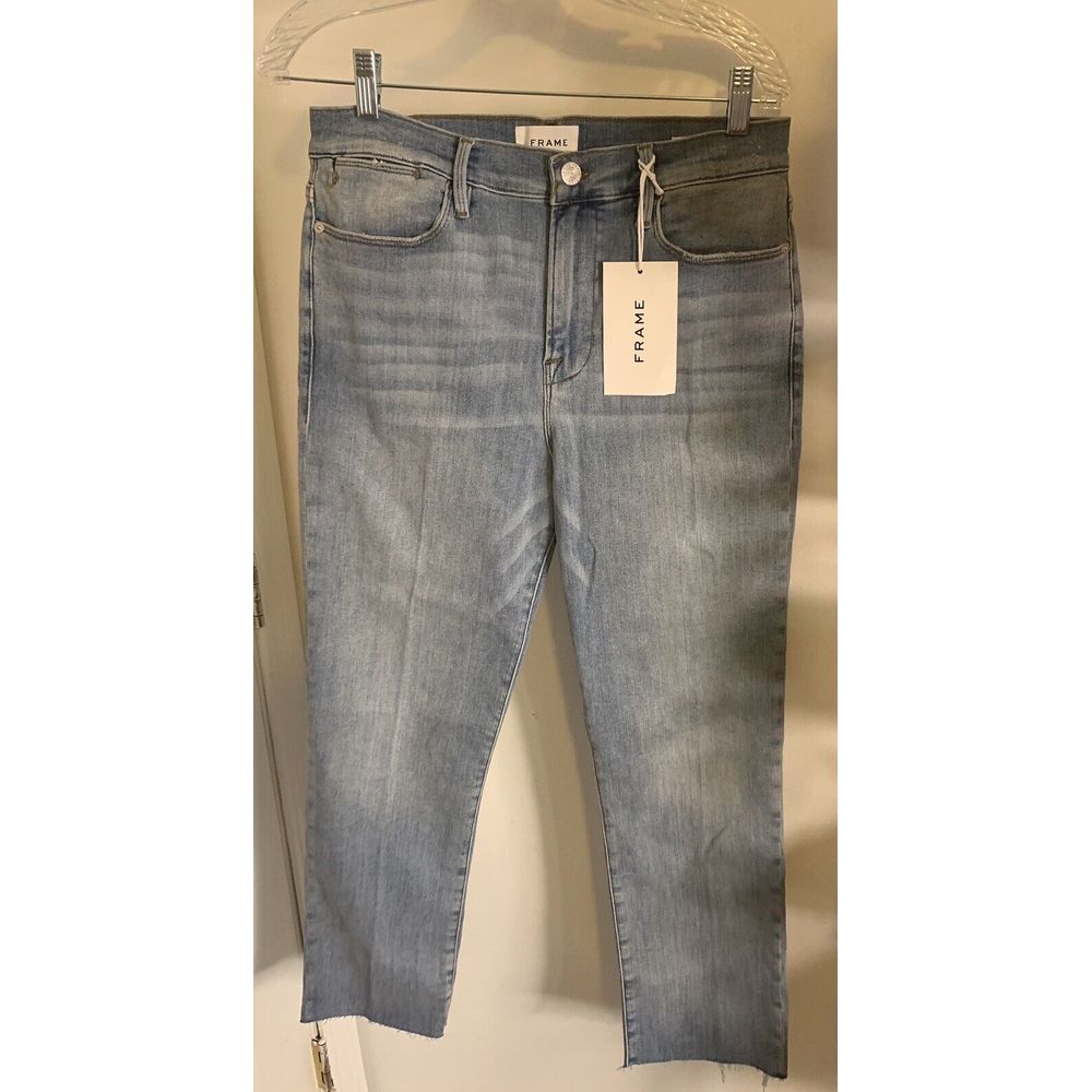 Frame Denim Le High Skinny Women's Size 31 Light Blue Jeans Raw Hem